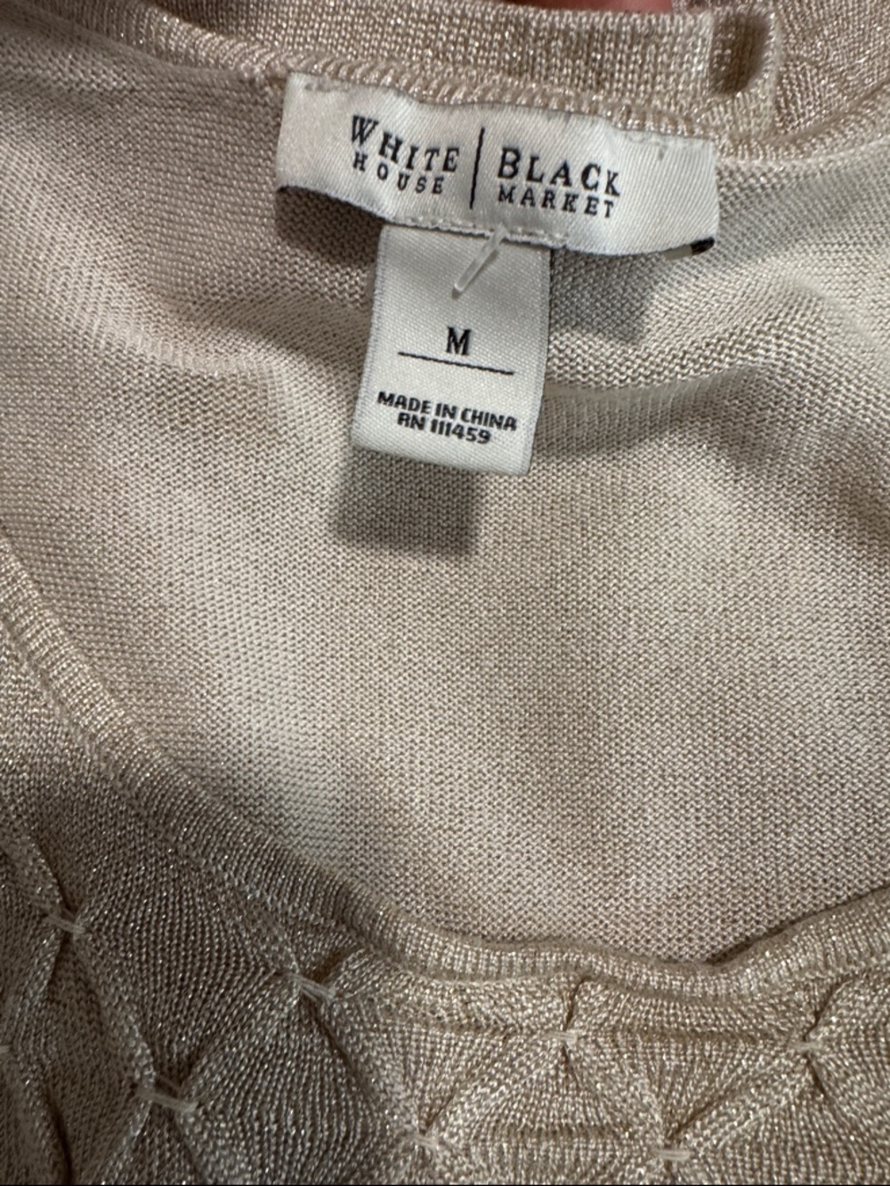 White House Black Market Shimmery Cream Knit Scoop Sweater - Picture 9 of 9